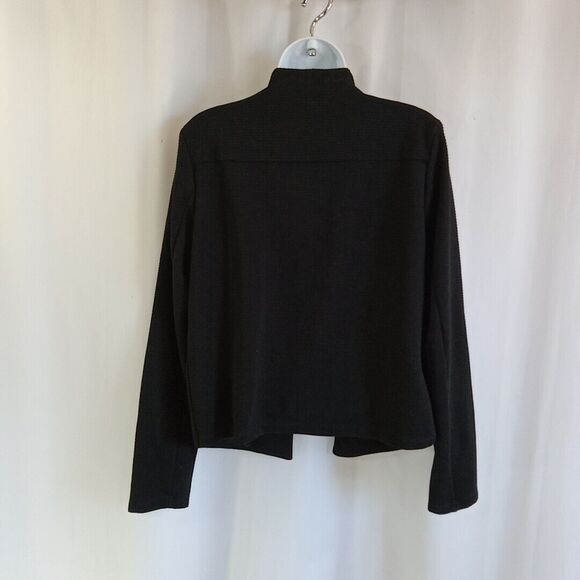 Premise Blazer Women's Size Medium Open Front Black Gold Zipper Pockets - Picture 3 of 14